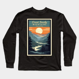 Great Smoky Mountains national park vintage travel poster Long Sleeve T-Shirt